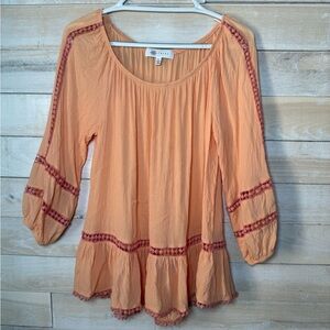Fever Women’s Orangey Peach Boho Women's Top Size Large